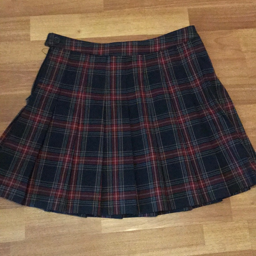 Blue and red plaid skirt